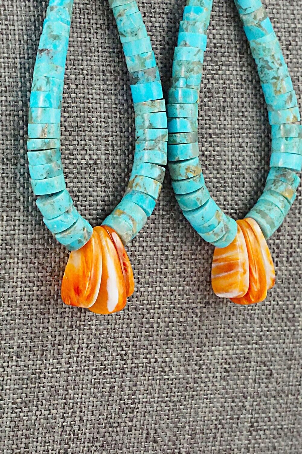 Spiny Oyster, Turquoise & Sterling Silver Earrings - Lupe Lovato