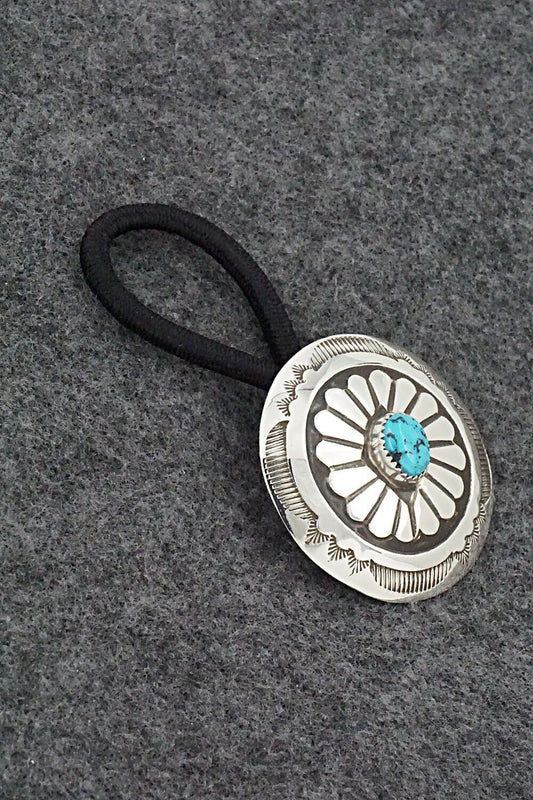 Turquoise & Sterling Silver Hair Tie - Jolene Begay