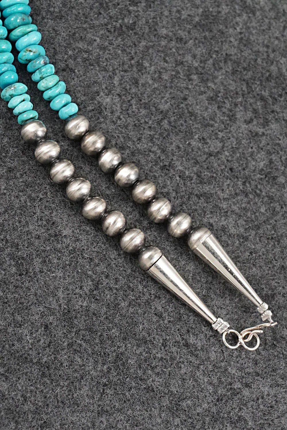 Turquoise & Sterling Silver Necklace 22" - Doreen Jake