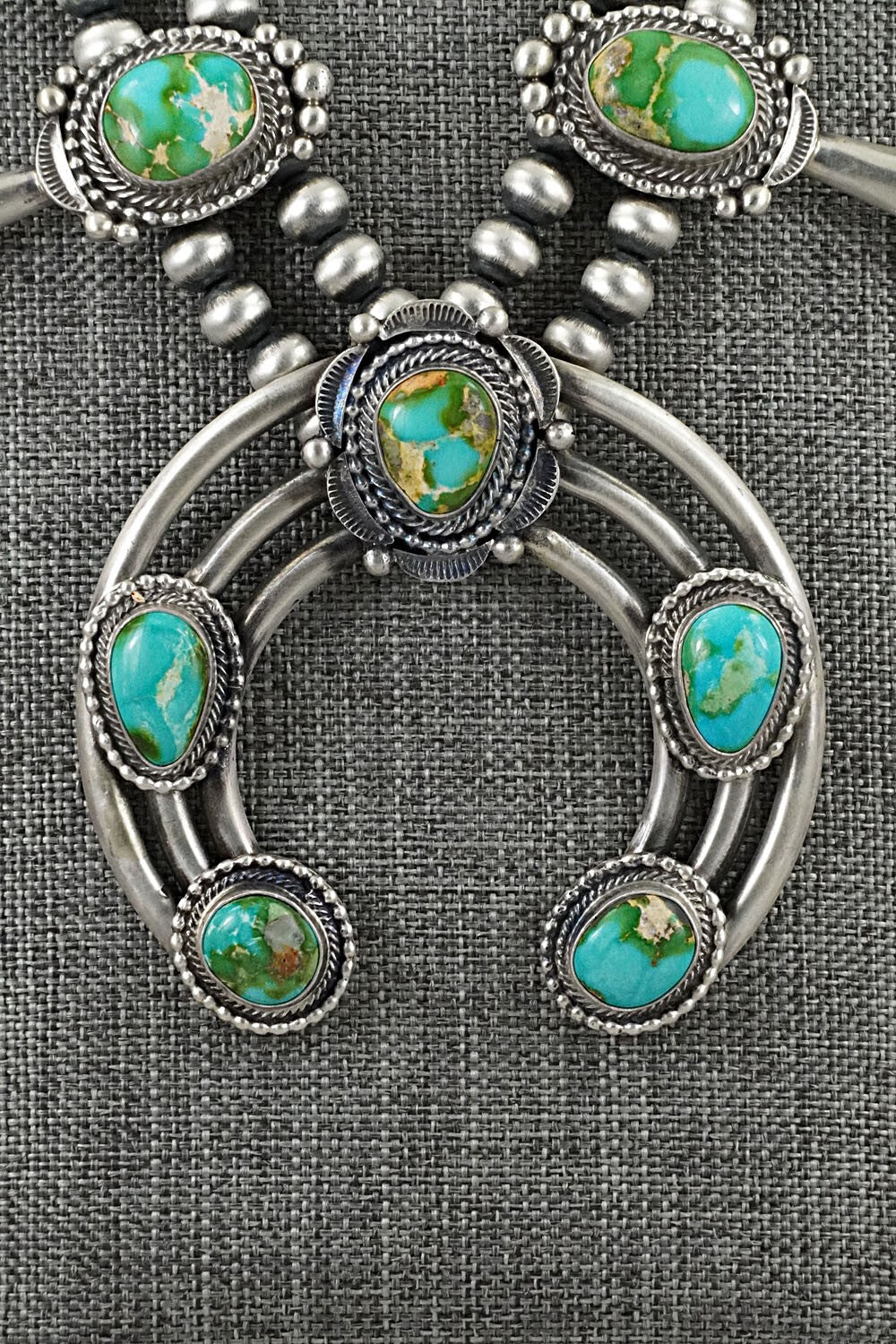 Turquoise & Sterling Silver Squash Blossom Set - Tom Lewis