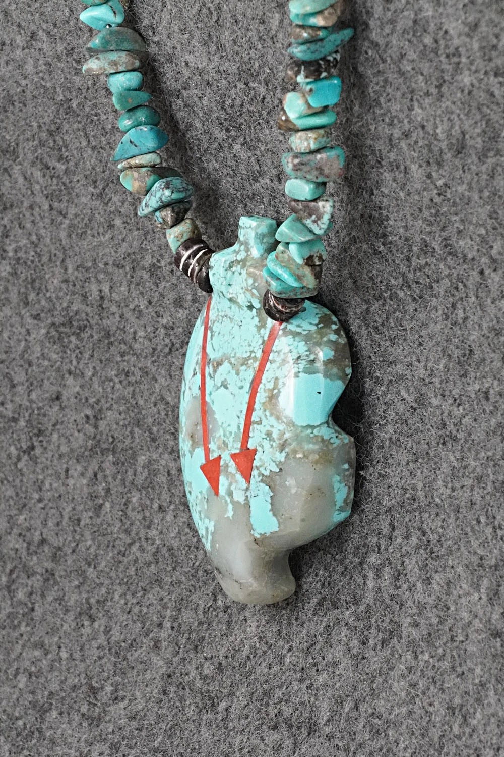 Turquoise Zuni Fetish Carving & Sterling Silver Necklace - Bernard Laiwakete