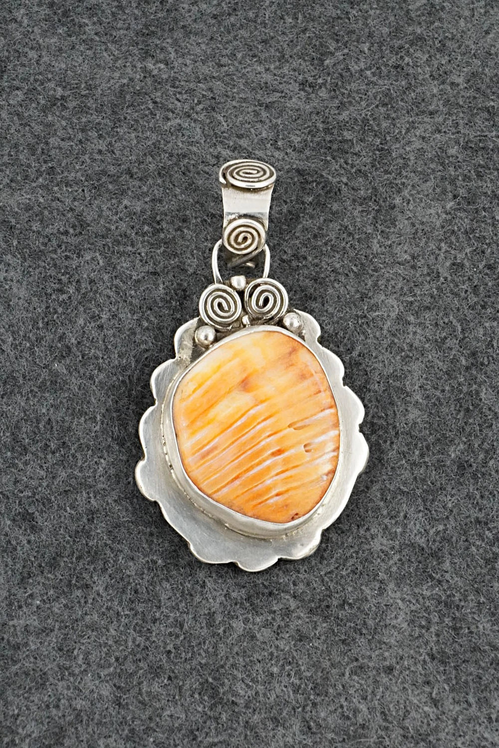 Turquoise, Spiny Oyster & Sterling Silver Pendant - Priscilla Reeder