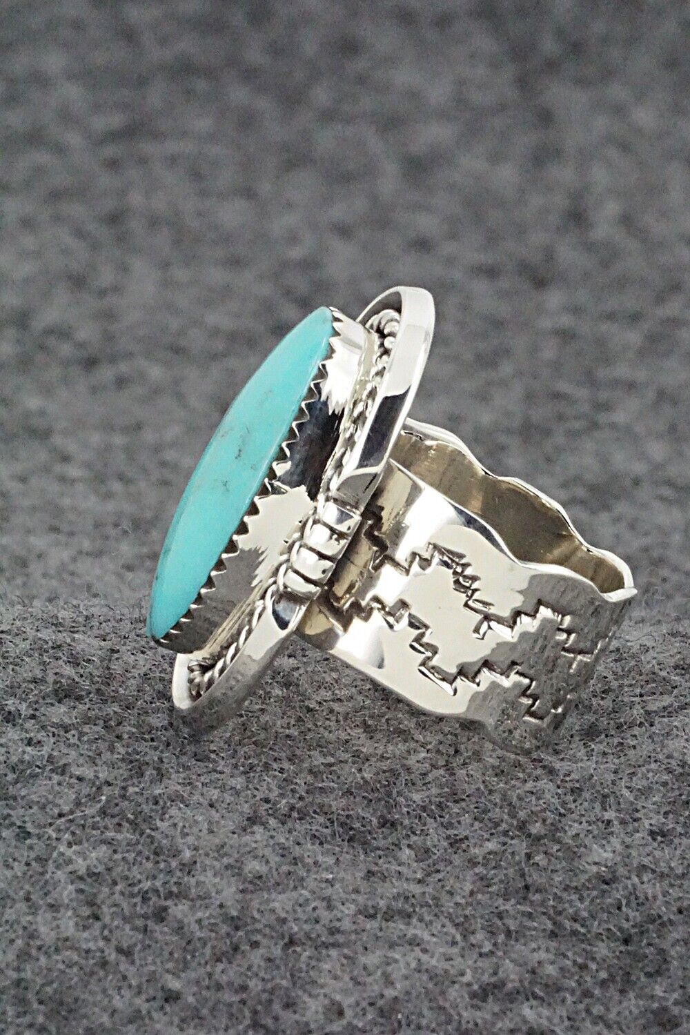 Turquoise & Sterling Silver Ring - Sheena Jack - Size 7