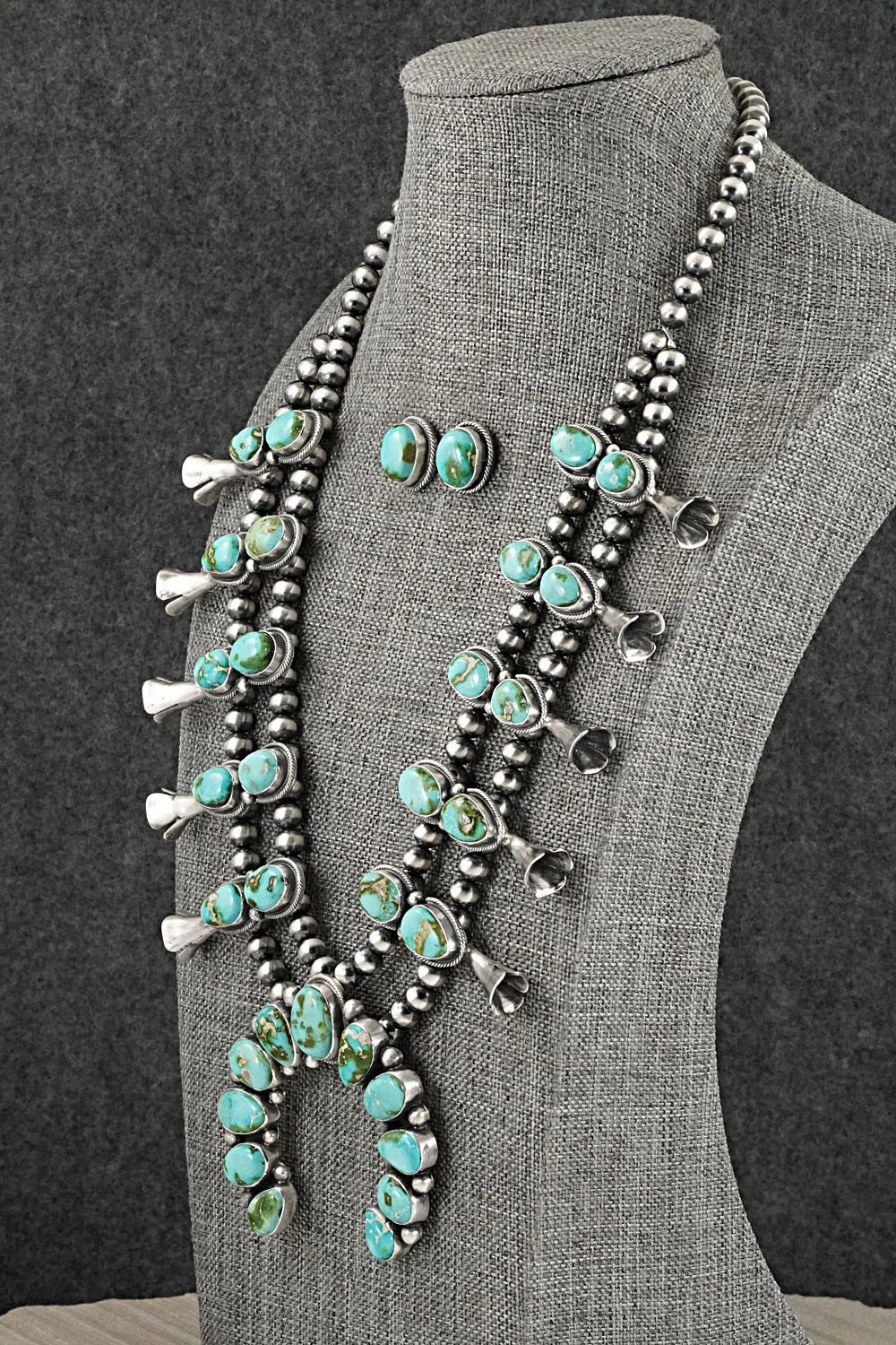 Turquoise & Sterling Silver Squash Blossom Set - Darrin Livingston