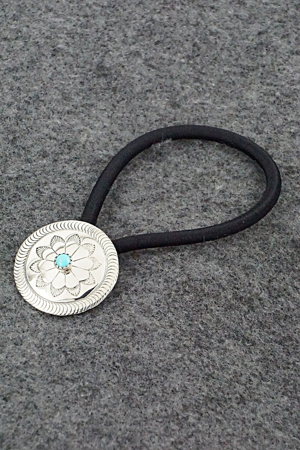 Turquoise & Sterling Silver Hair Tie - Anderson Benally