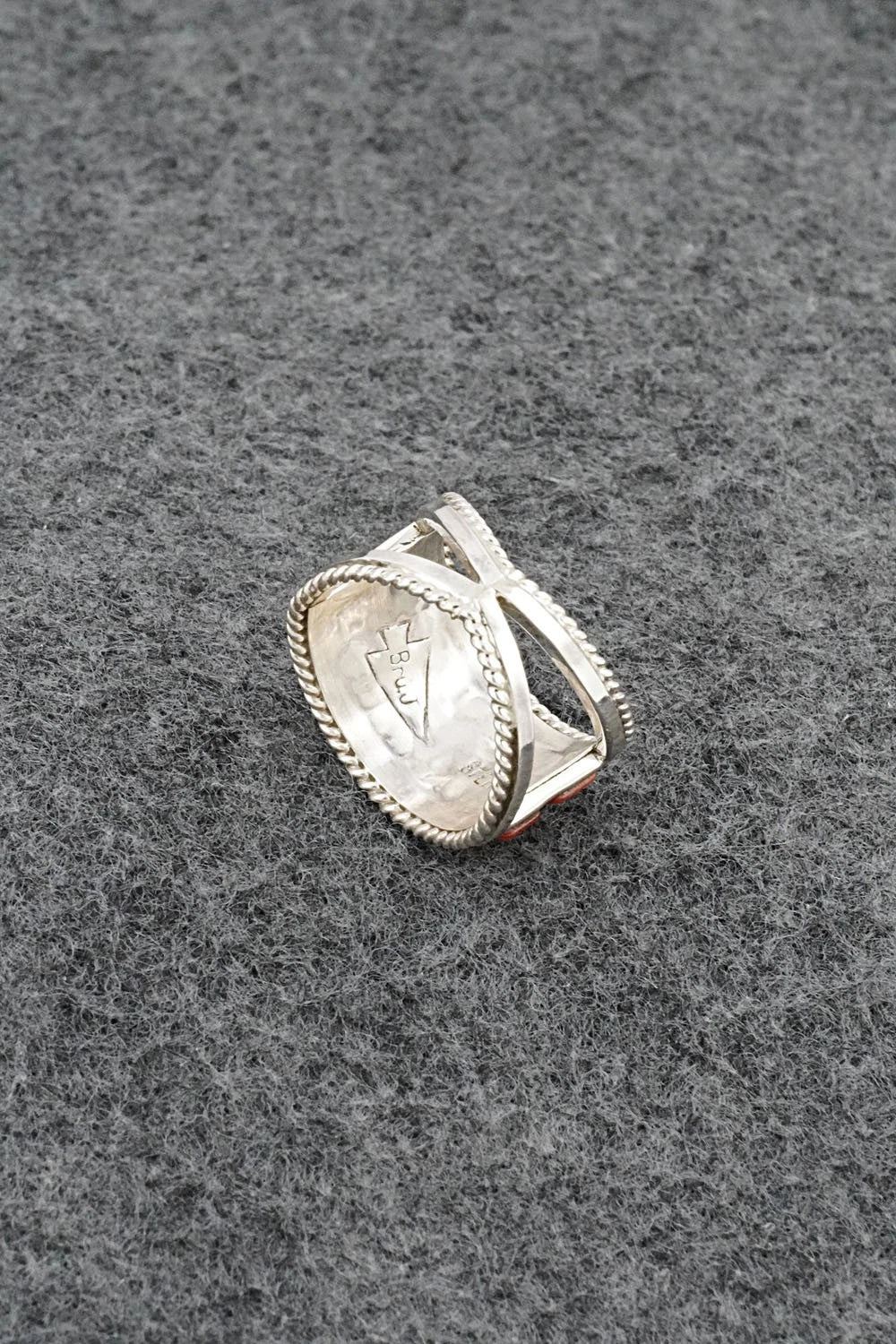 Coral and Sterling Silver Ring - Bruce Johnson - Size 6
