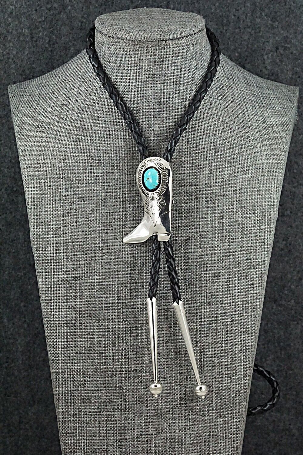 Turquoise & Sterling Silver Bolo Tie - Shirley Skeets