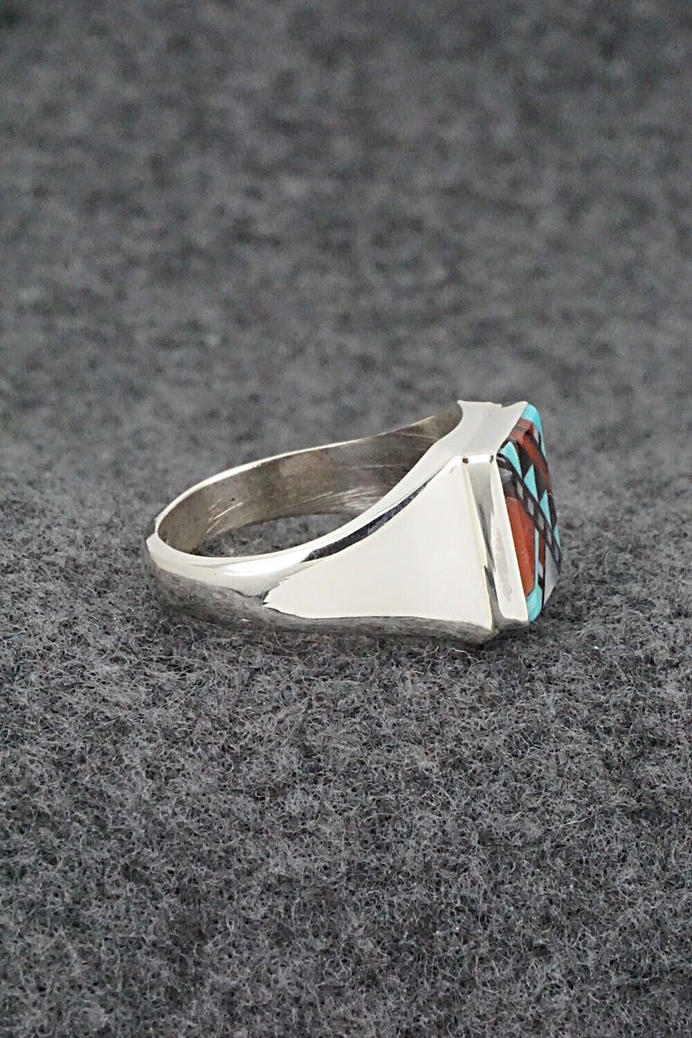 Multi Stone & Sterling Silver Ring - Herbert Kallestewa - Size 9.75