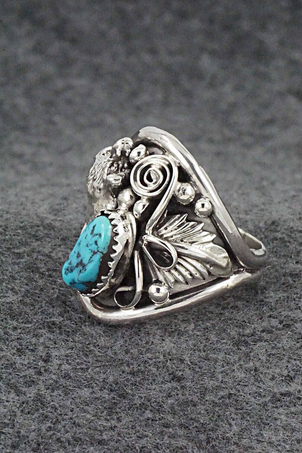 Turquoise & Sterling Silver Ring - Jeannette Saunders - Size 11.5