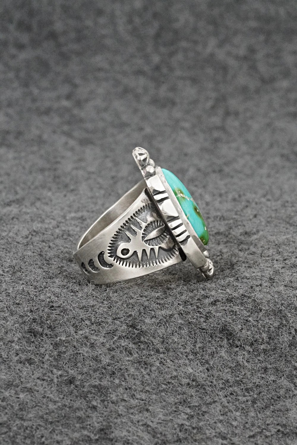 Turquoise & Sterling Silver Ring - Samuel Yellowhair - Size 7.5