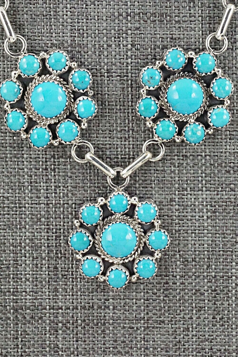 Turquoise & Sterling Silver Necklace and Earrings Set - Anna Spencer