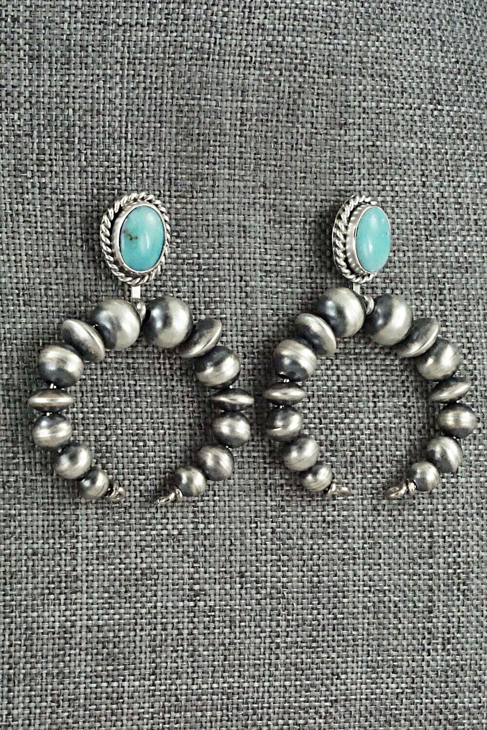 Turquoise & Sterling Silver Navajo Pearl Earrings - Grace Kenneth