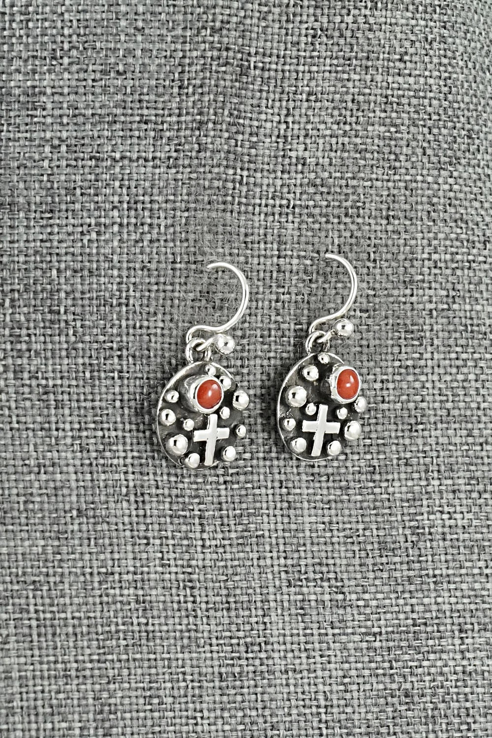 Coral & Sterling Silver Earrings - Akee Douglas