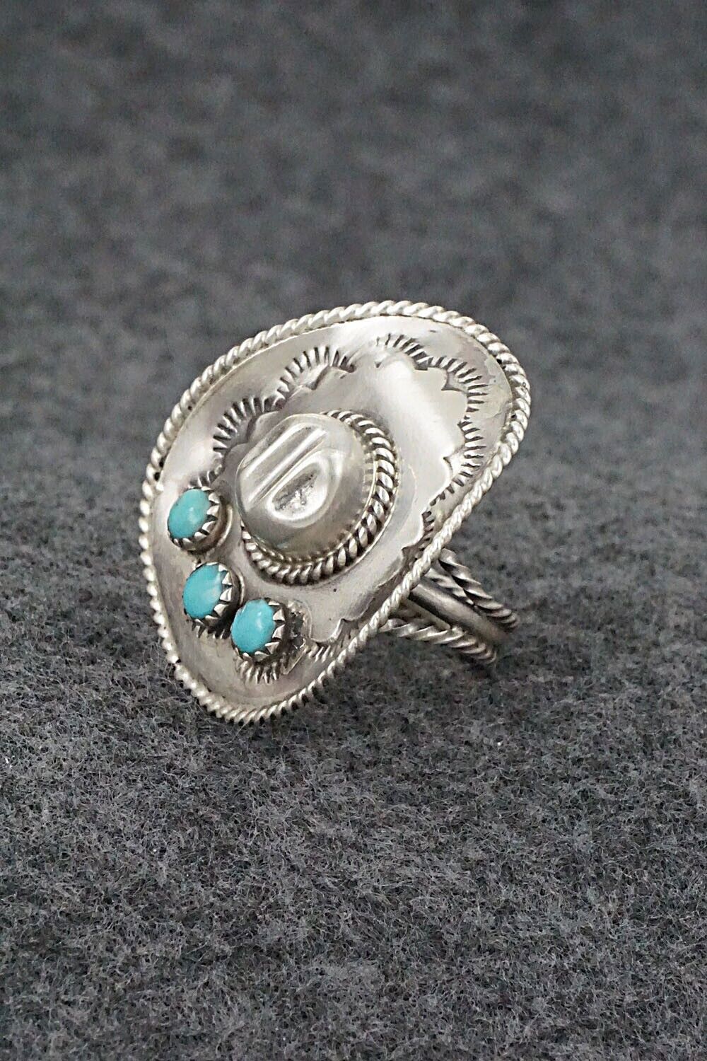 Turquoise & Sterling Silver Ring - Bobby Platero - Size 6