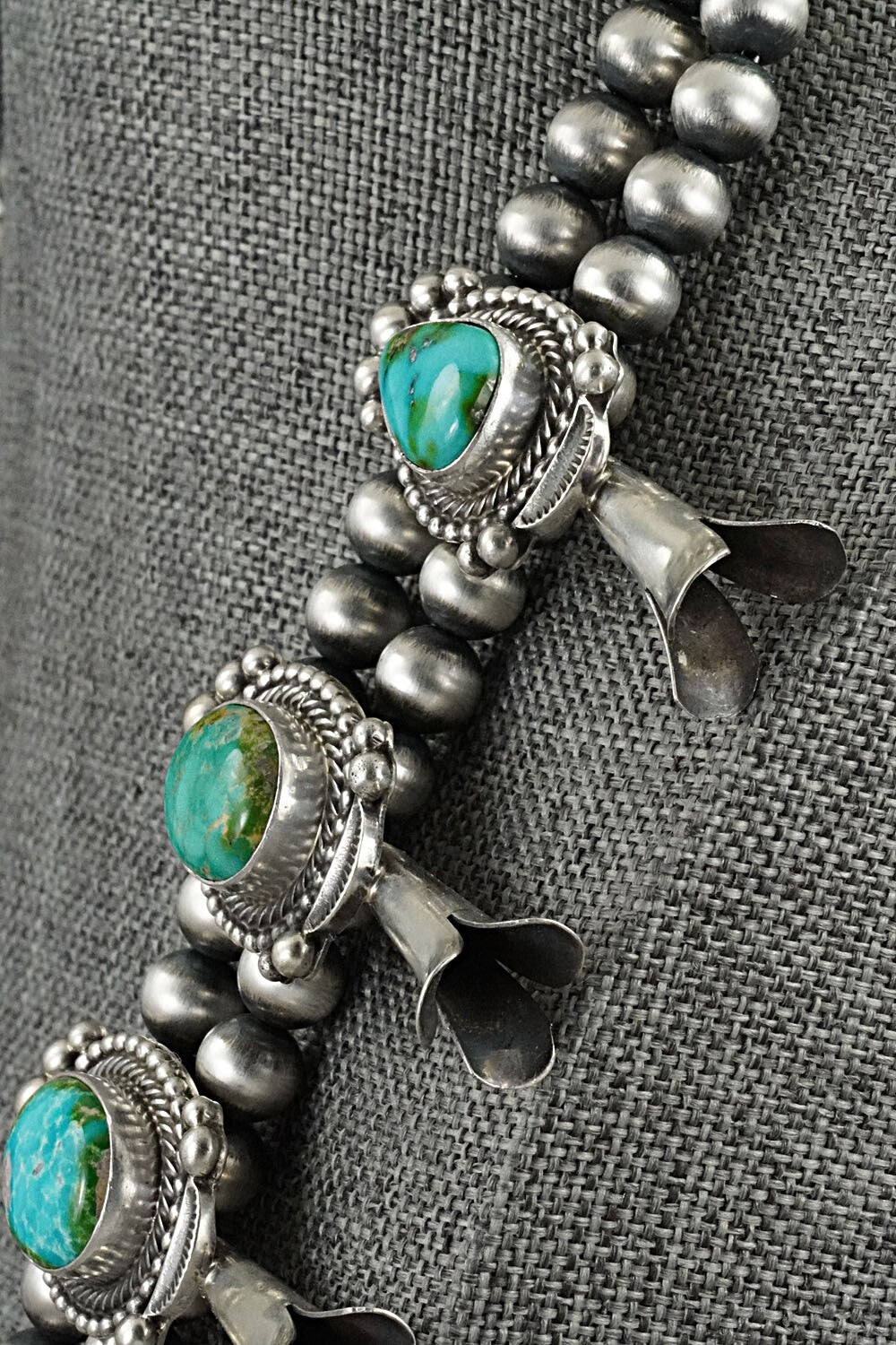 Turquoise & Sterling Silver Squash Blossom Set - Tom Lewis