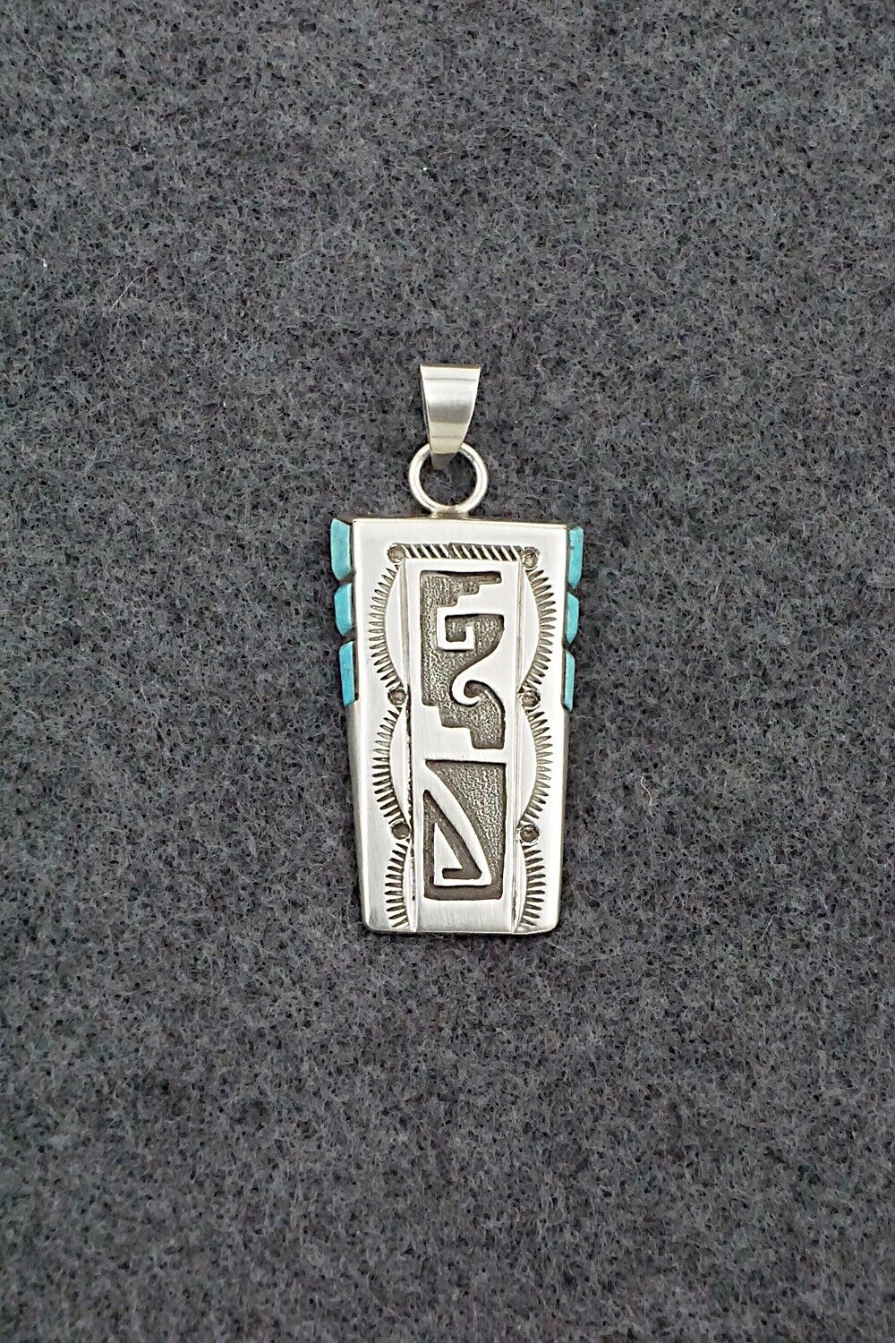 Turquoise & Sterling Silver Pendant - Leonard Jim