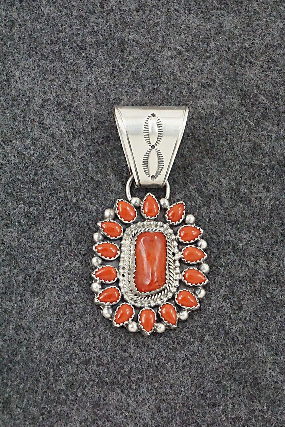 Coral & Sterling Silver Pendant - Tom Lewis