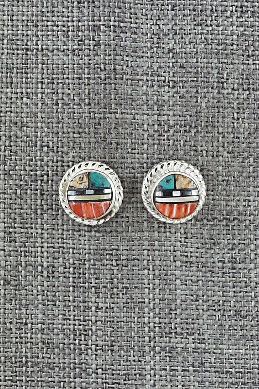 Multi-Stone & Sterling Silver Earrings - Delbert Kallestewa Jr.
