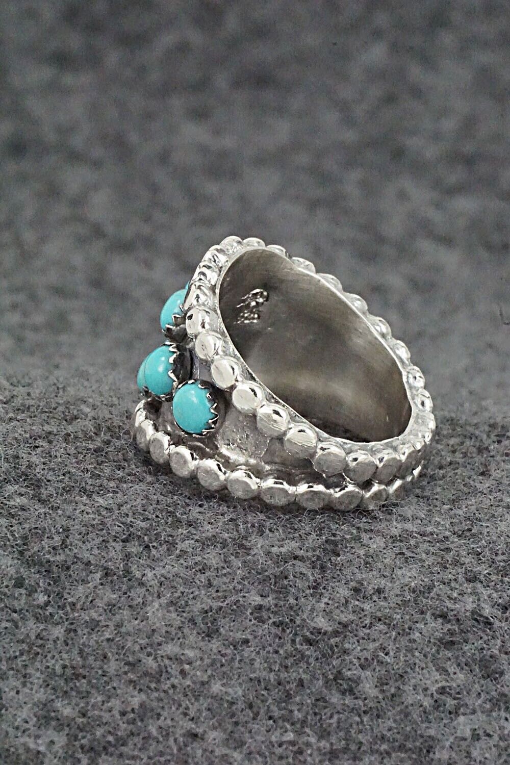 Turquoise & Sterling Silver Ring - Kenny Lonjose - Size 7.75