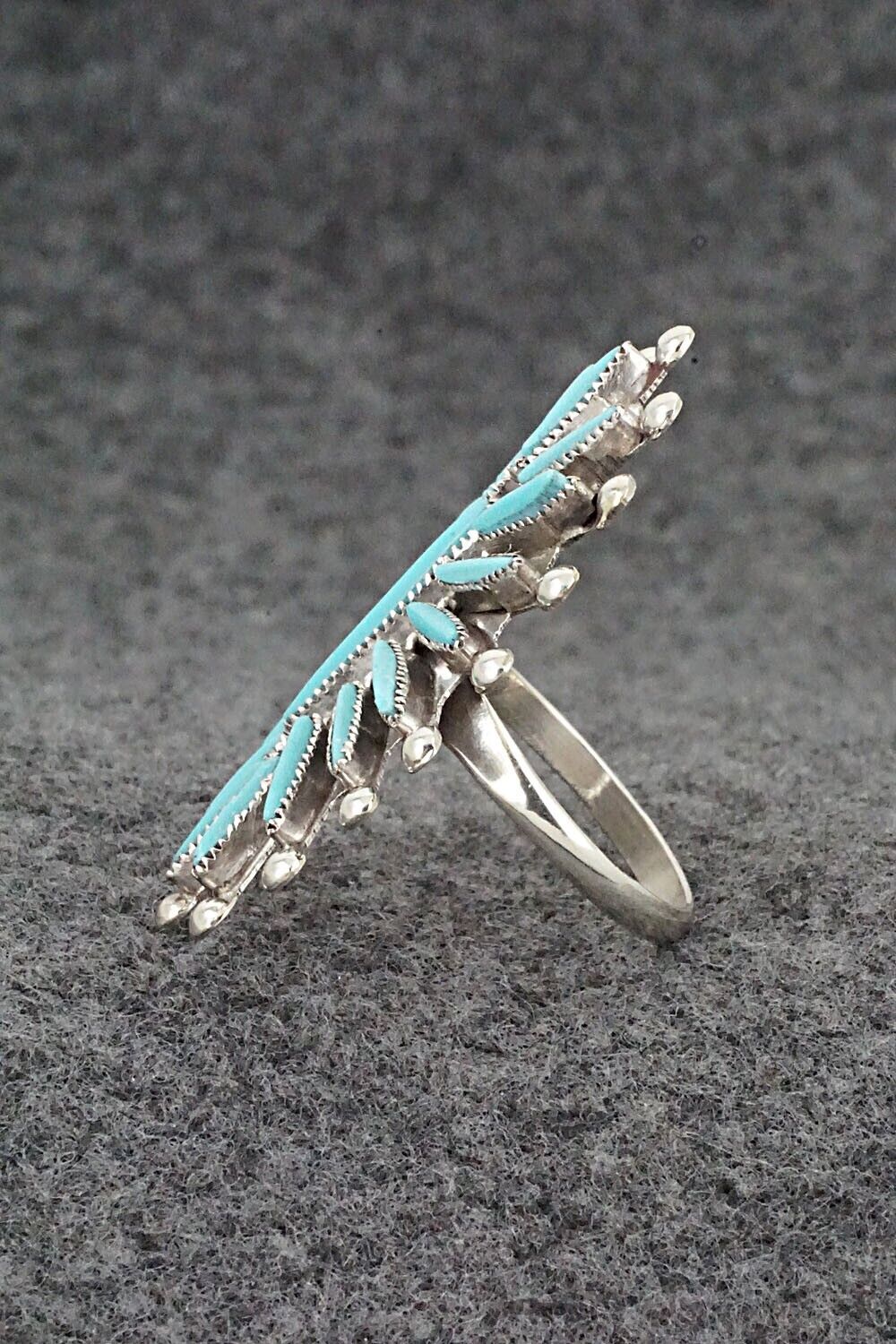Turquoise & Sterling Silver Ring - Lance & Cordelia Waatsa - Size 7.75