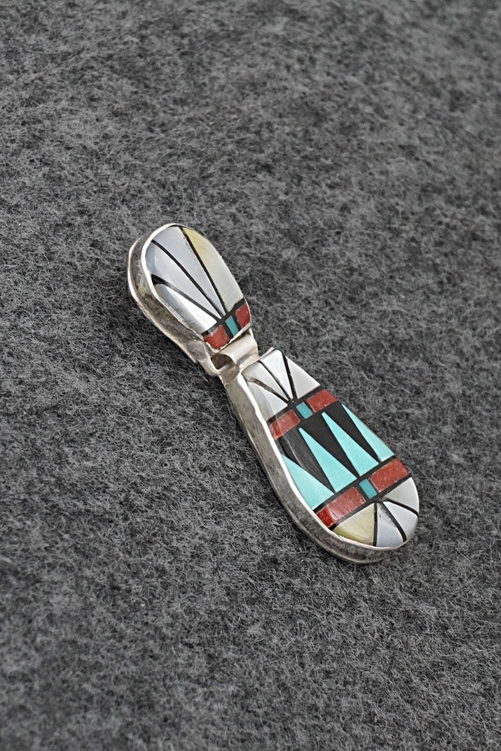 Multi Stone & Sterling Silver Inlay Pendant - Ola Eriacho