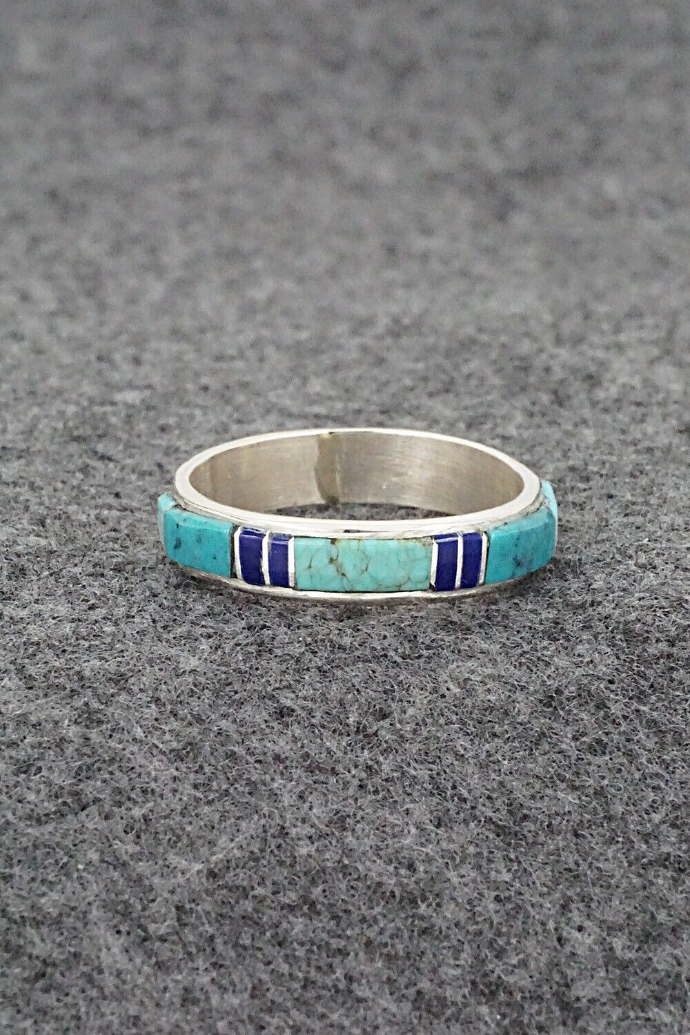 Turquoise, Lapis & Sterling Silver Ring - Helena Jim - Size 12.5