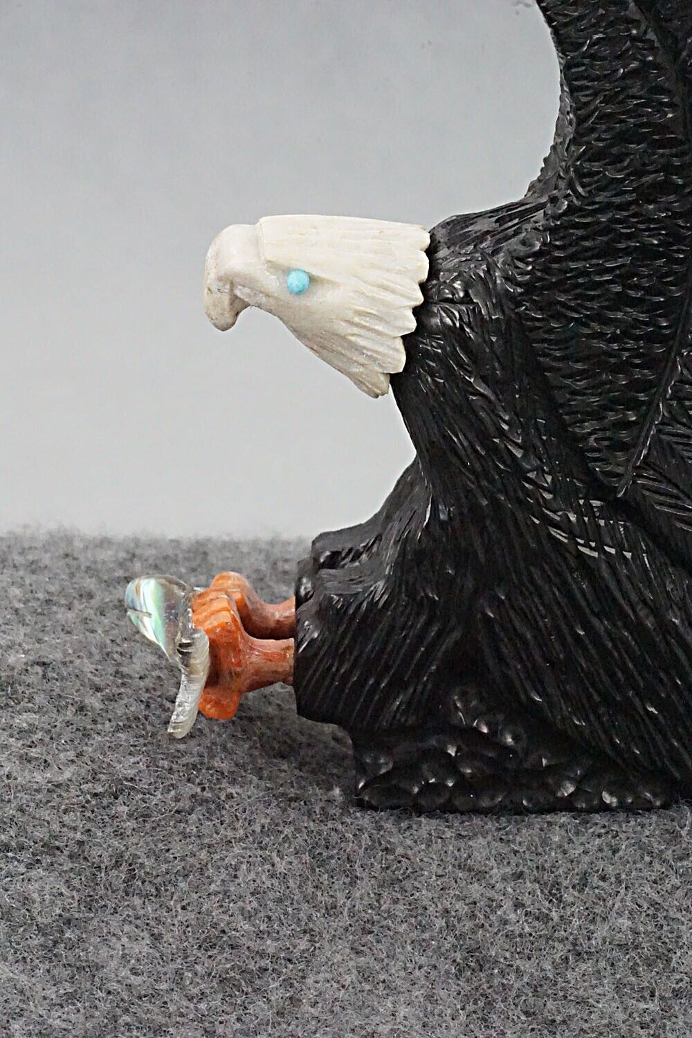 Bald Eagle w/Fish Zuni Fetish Carving - Mike Tucson