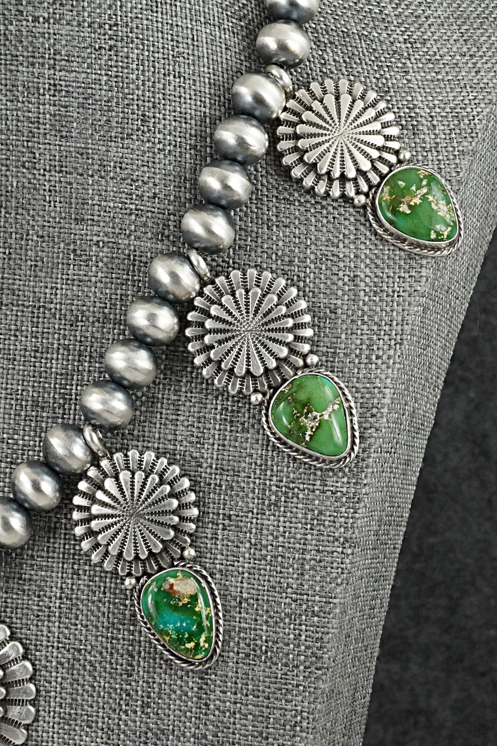 Turquoise & Sterling Silver Navajo Pearl Necklace - Adrienne Gordon