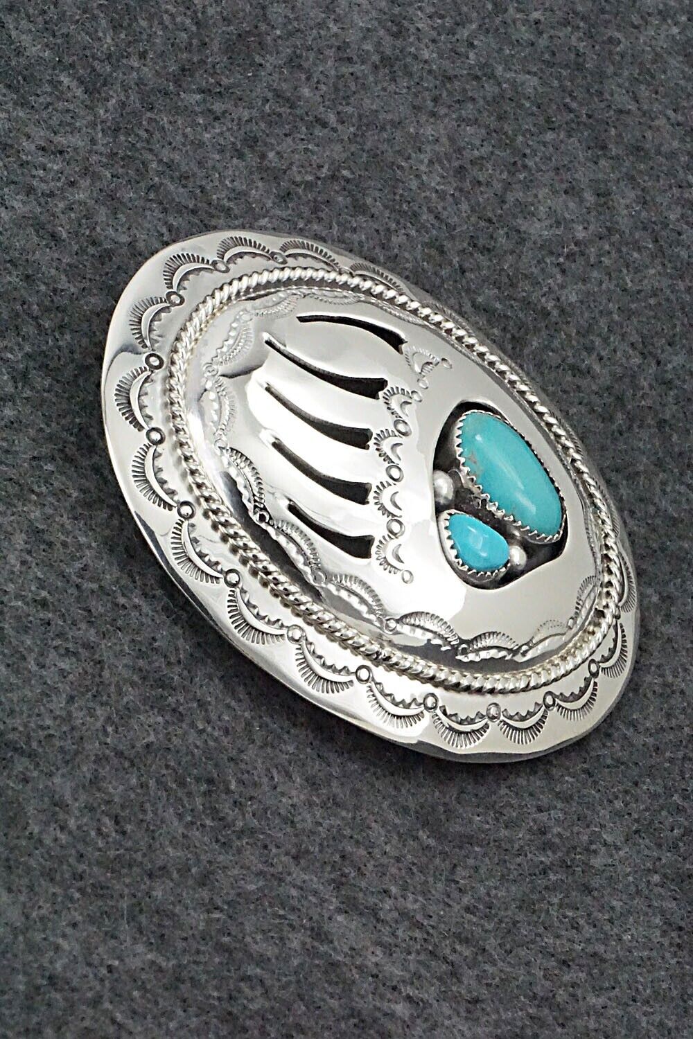 Turquoise & Sterling Silver Belt Buckle - Wilbert Muskett Sr.