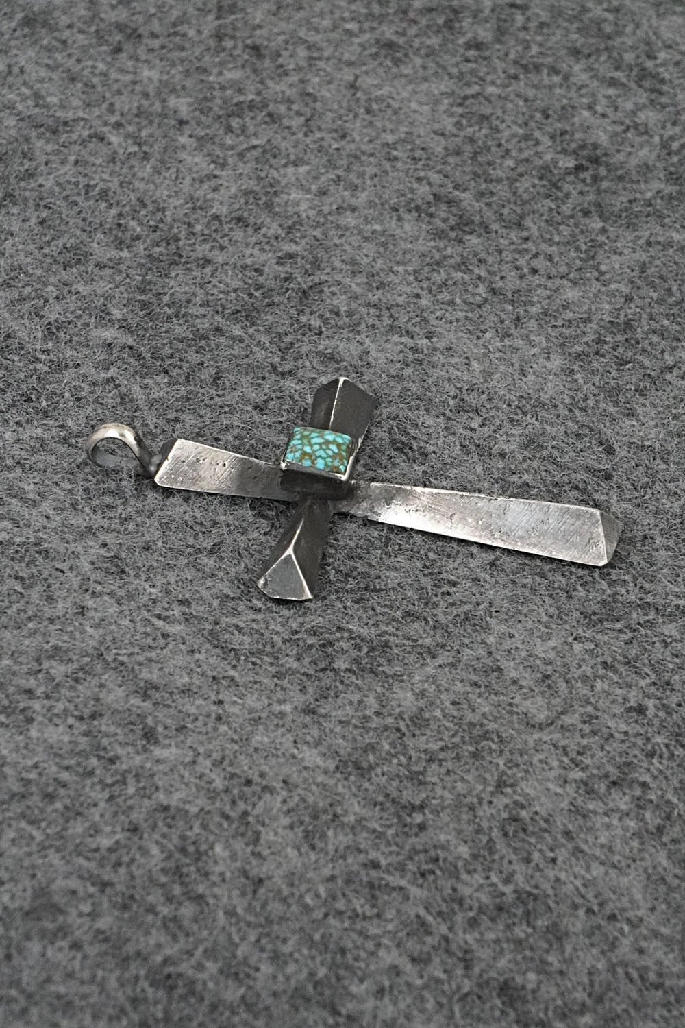 Turquoise & Sterling Silver Pendant - Raymond Bitsoi