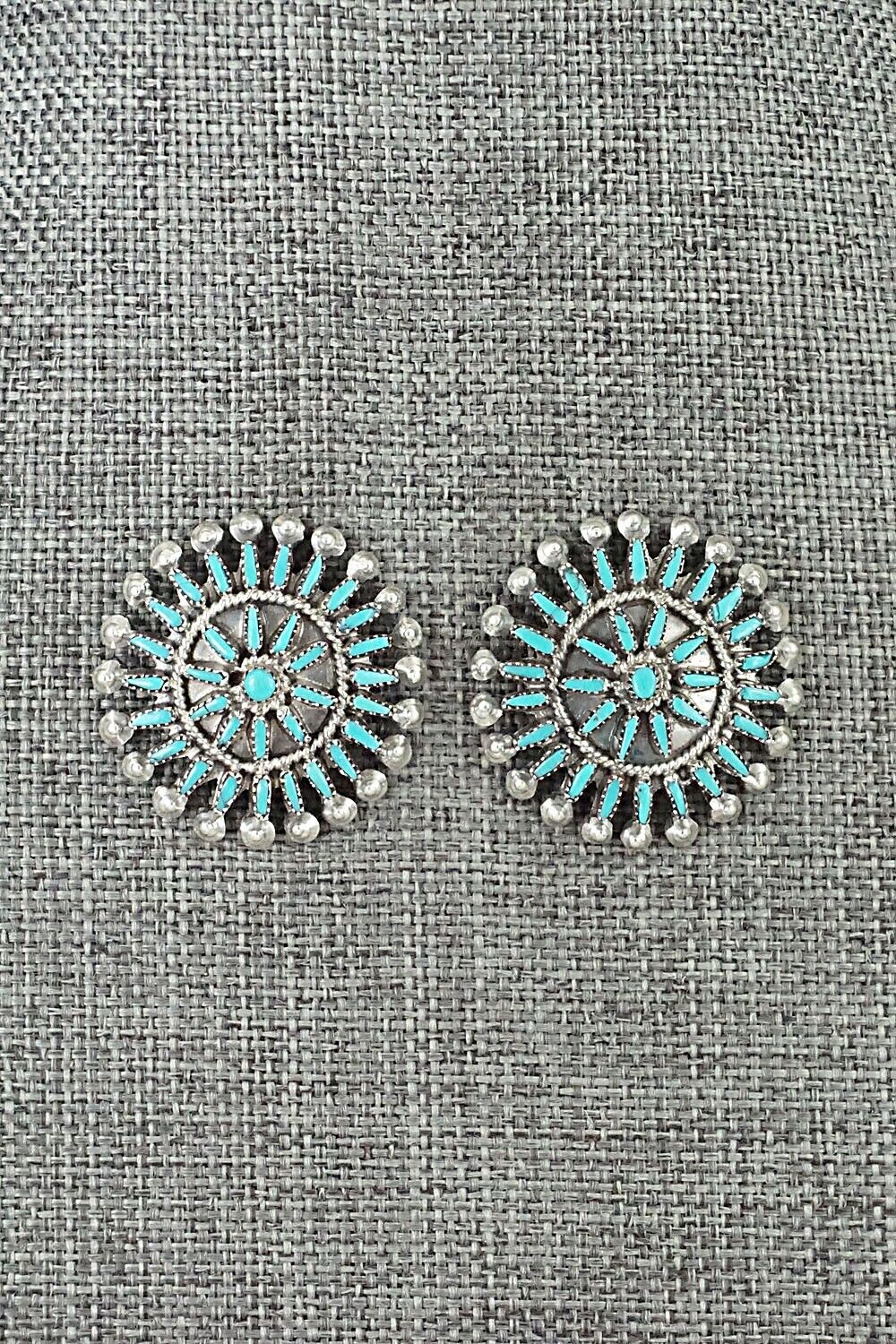 Turquoise & Sterling Silver Earrings - Vincent Johnson