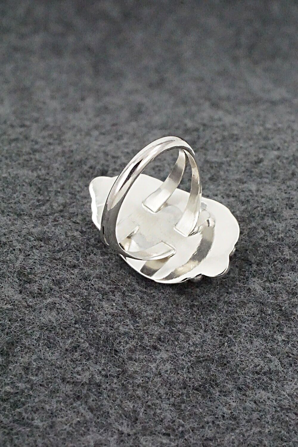 Onyx, Opalite & Sterling Silver Inlay Ring - James Manygoats - Size 7.25