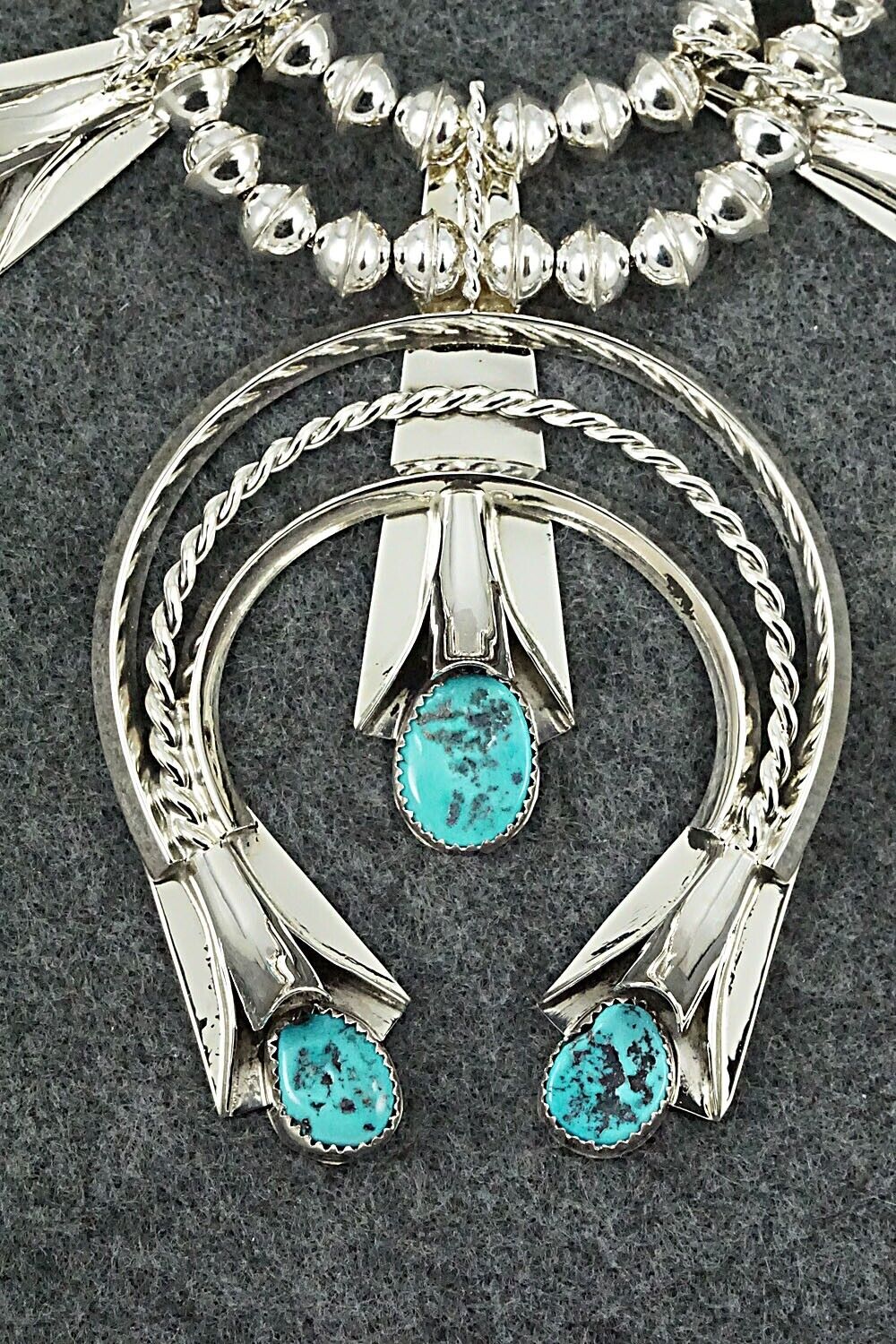 Turquoise & Sterling Silver Squash Blossom Set - Louise Yazzie