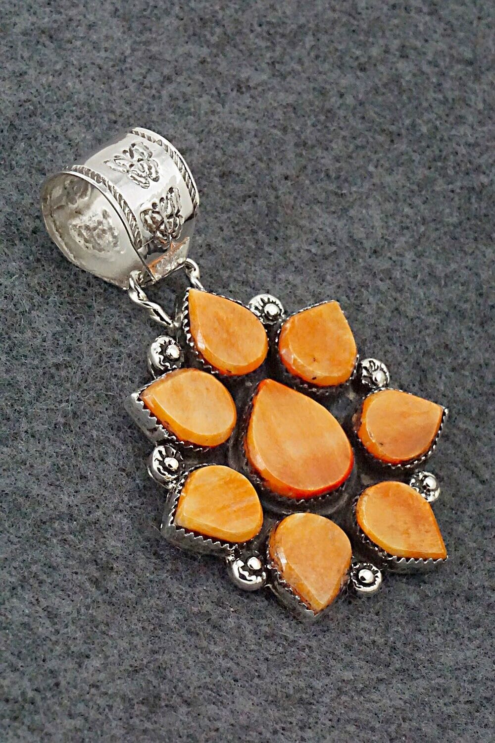 Spiny Oyster and Sterling Silver Pendant - Selina Warner
