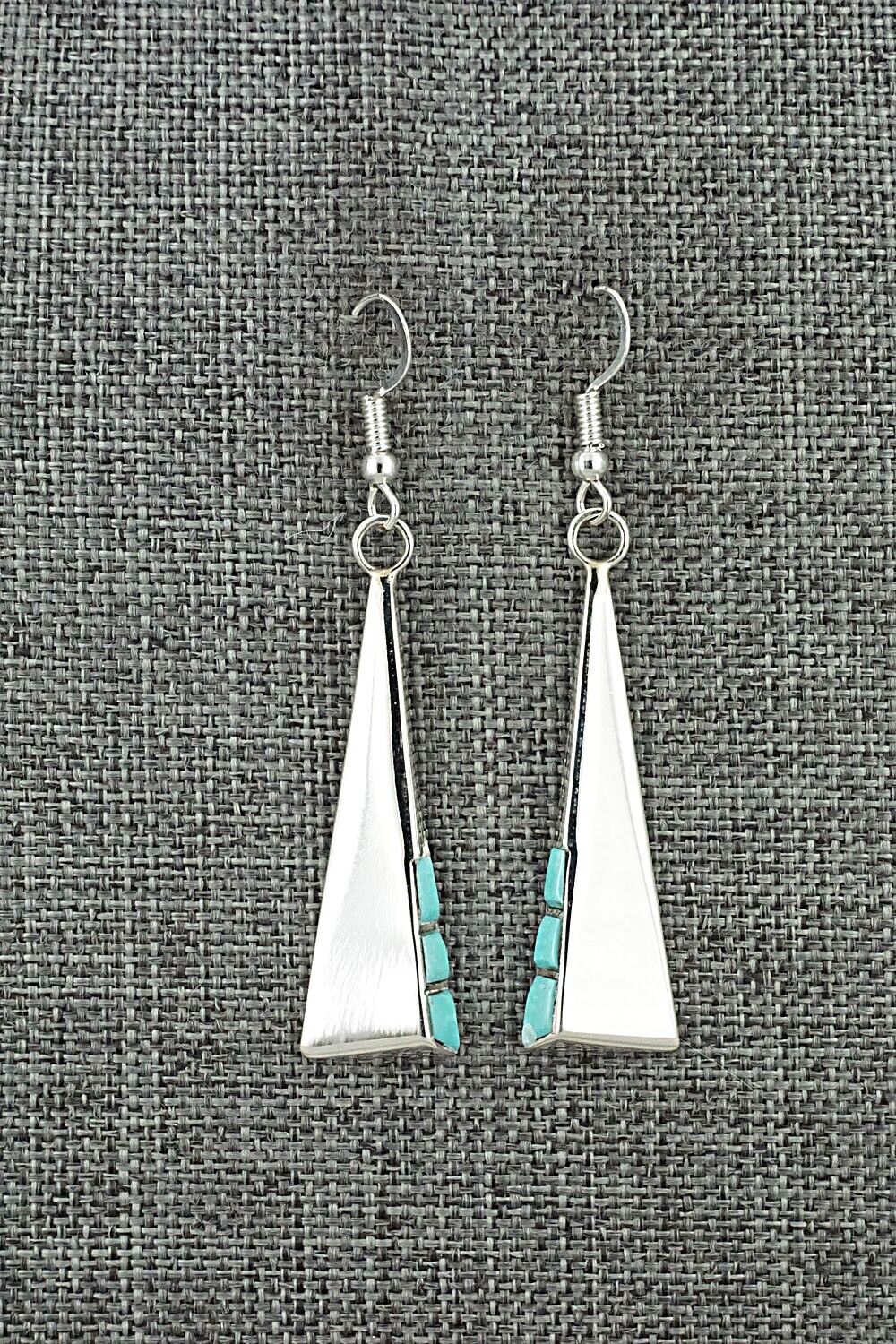 Turquoise and Sterling Silver Earrings - Leonard Jim