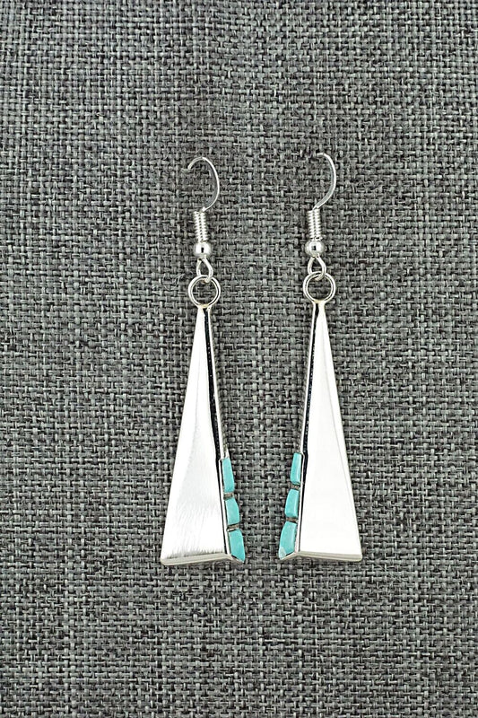 Turquoise and Sterling Silver Earrings - Leonard Jim