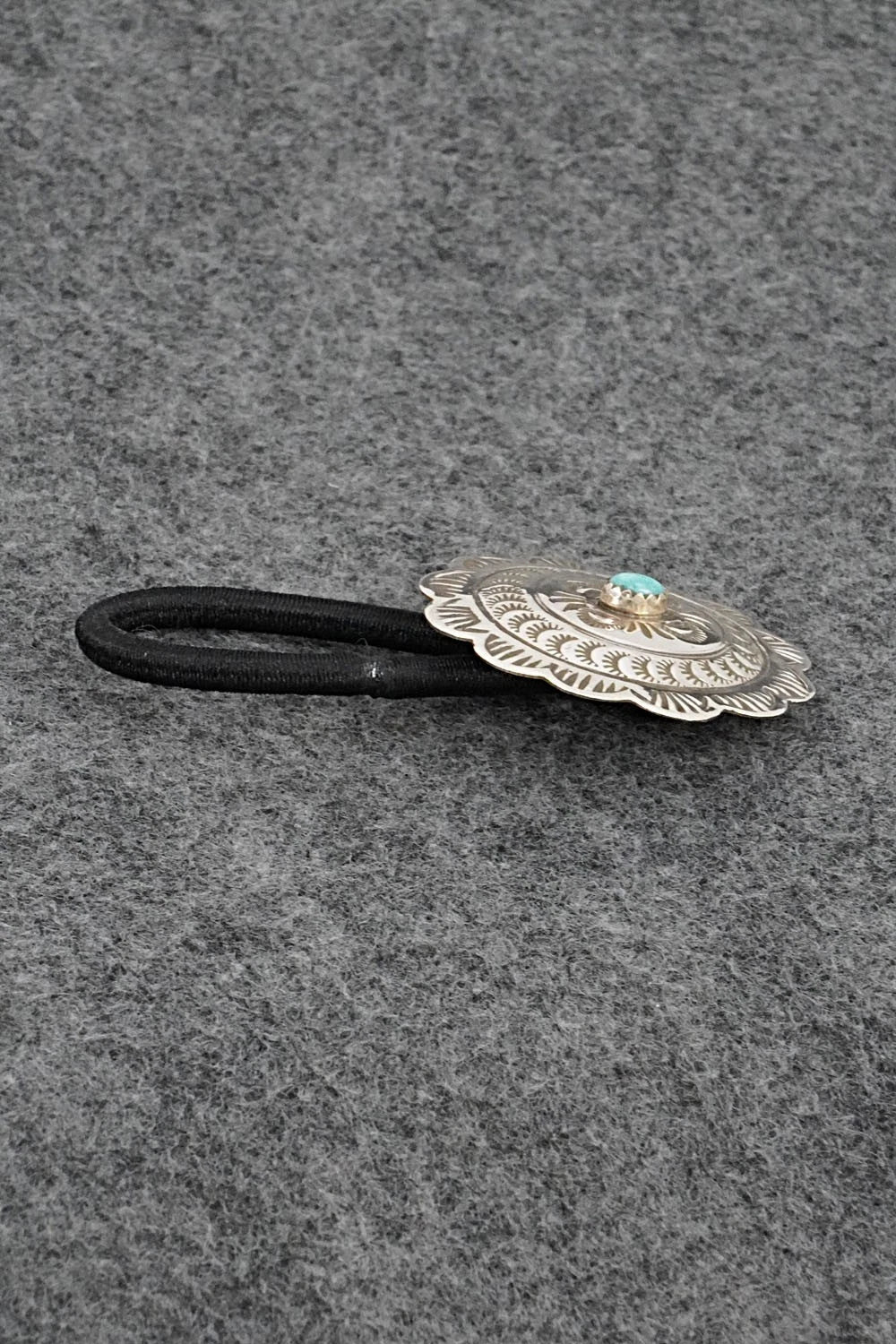 Turquoise & Sterling Silver Hair Tie - Bertha Begay