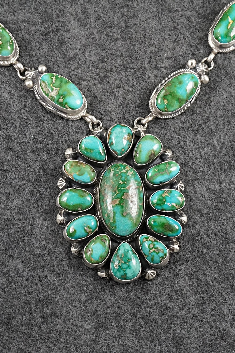 Turquoise & Sterling Silver Necklace and Earrings Set - Darrin Livingston