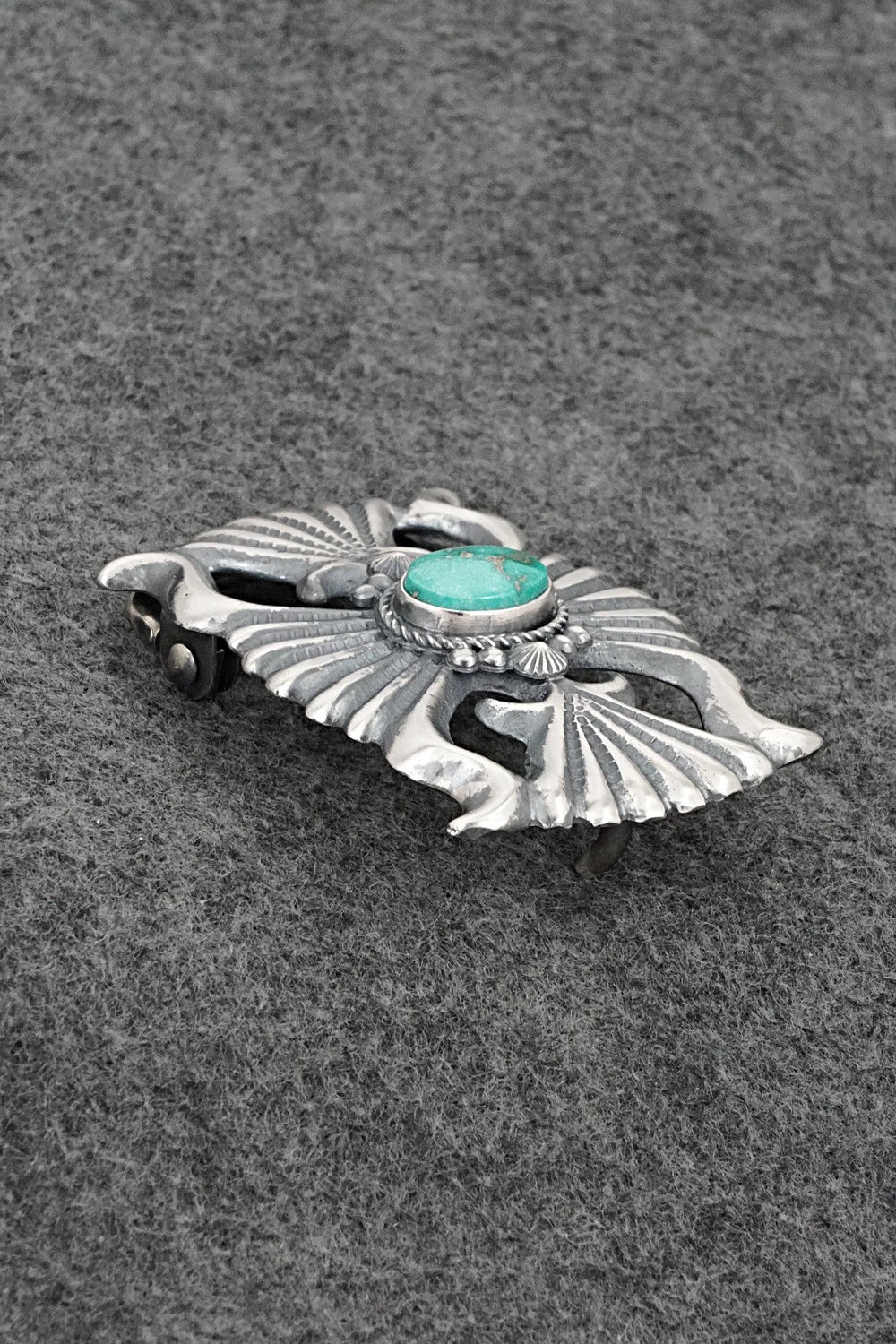 Turquoise & Sterling Silver Belt Buckle - Harrison Bitsue