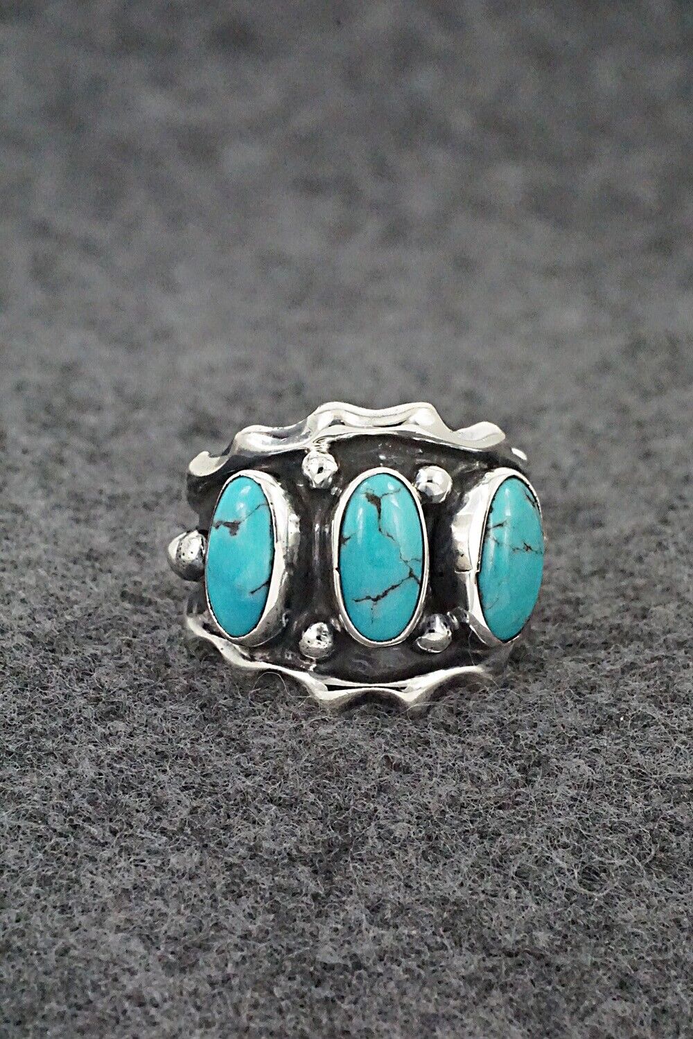 Turquoise & Sterling Silver Ring - Andrew Vandever - Size 7.75