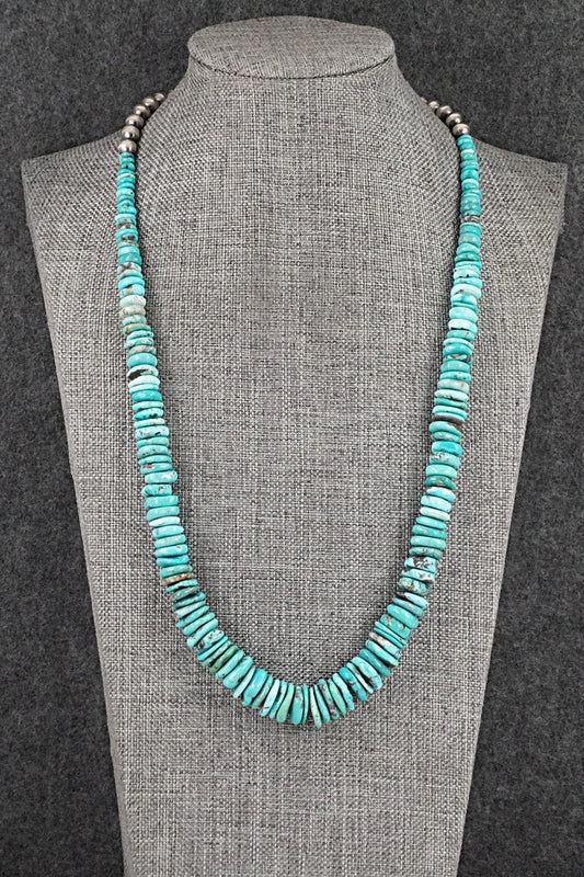 Turquoise & Sterling Silver Necklace 22" - Doreen Jake