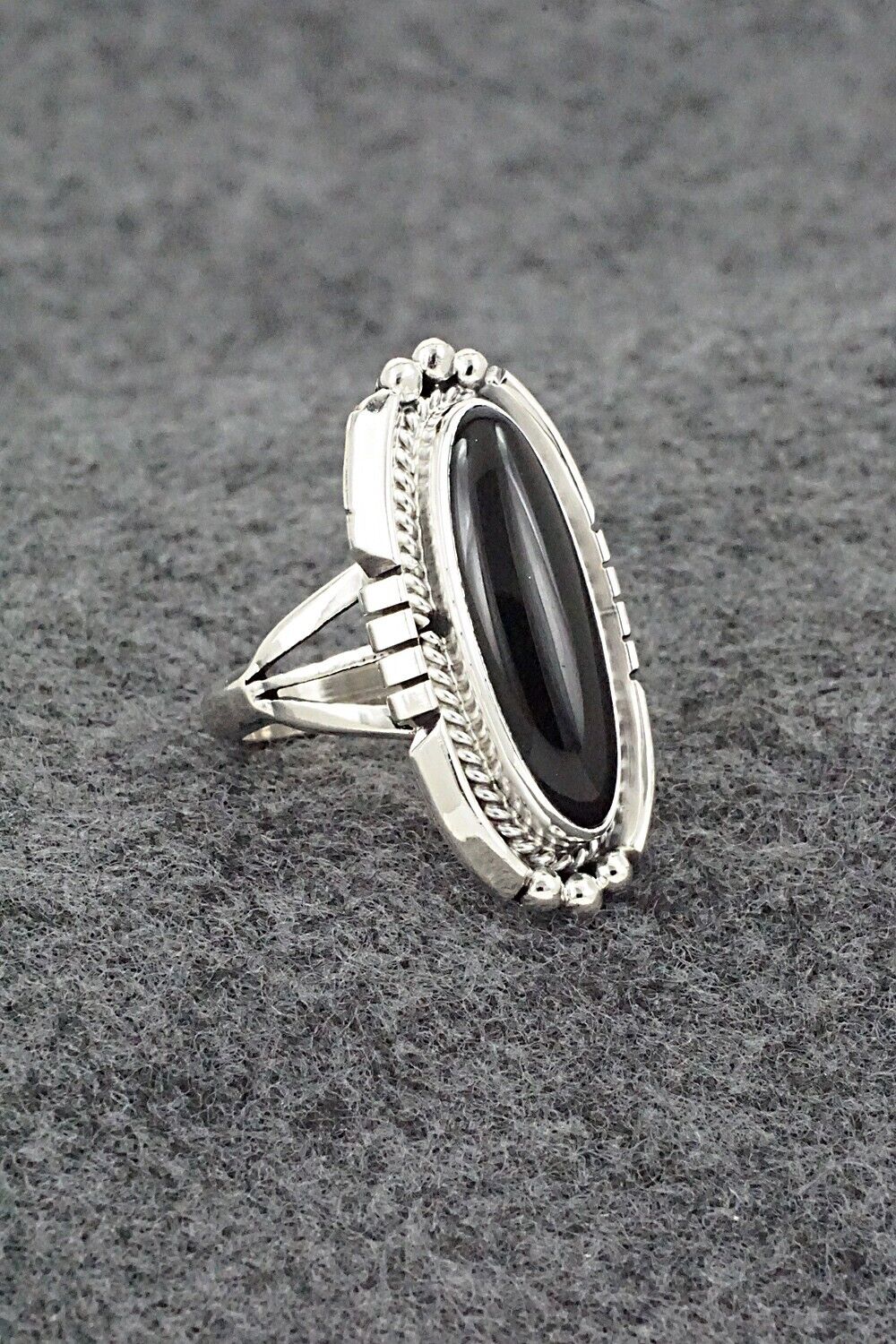 Onyx & Sterling Silver Ring - Samuel Yellowhair - Size 8.75