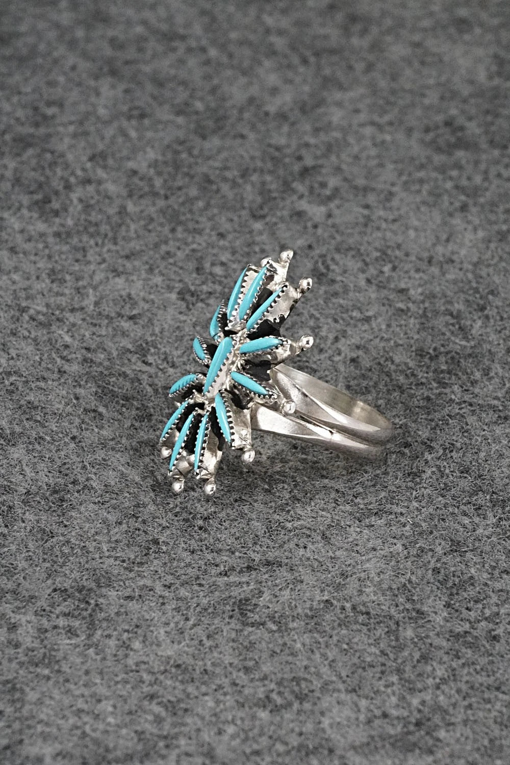Turquoise & Sterling Silver Squash Blossom Necklace Set - Gerald Etsate