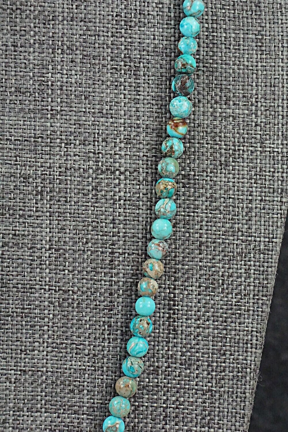 Turquoise, Shell & Sterling Silver Necklace 24" - Ramona Calavaza