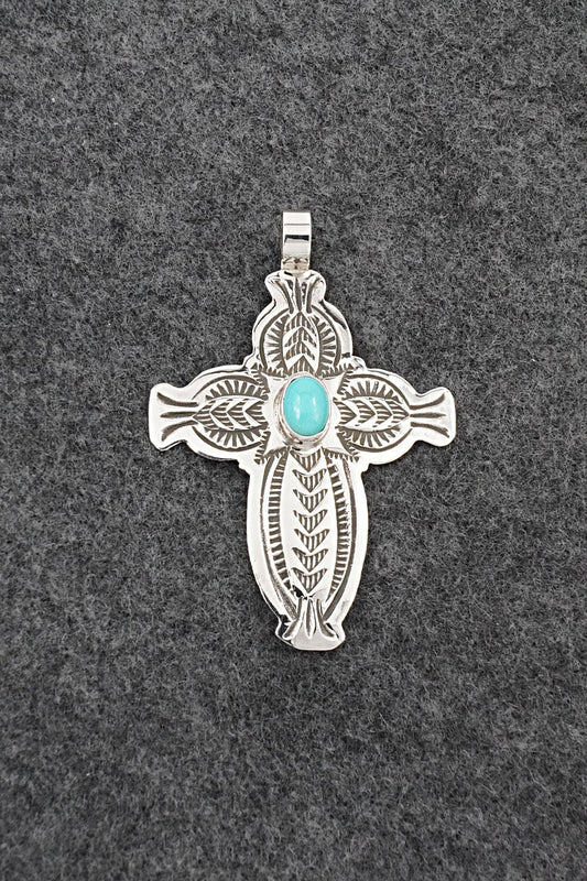 Turquoise & Sterling Silver Pendant - Arnold Blackgoat