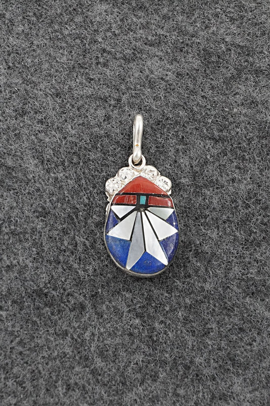 Multi Stone & Sterling Silver Inlay Pendant - Ola Eriacho