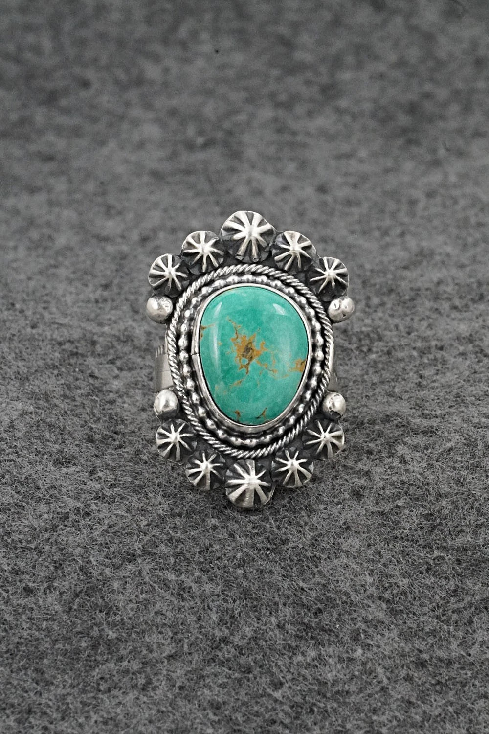 Turquoise & Sterling Silver Ring - Cordell Platero - Size Adjustable
