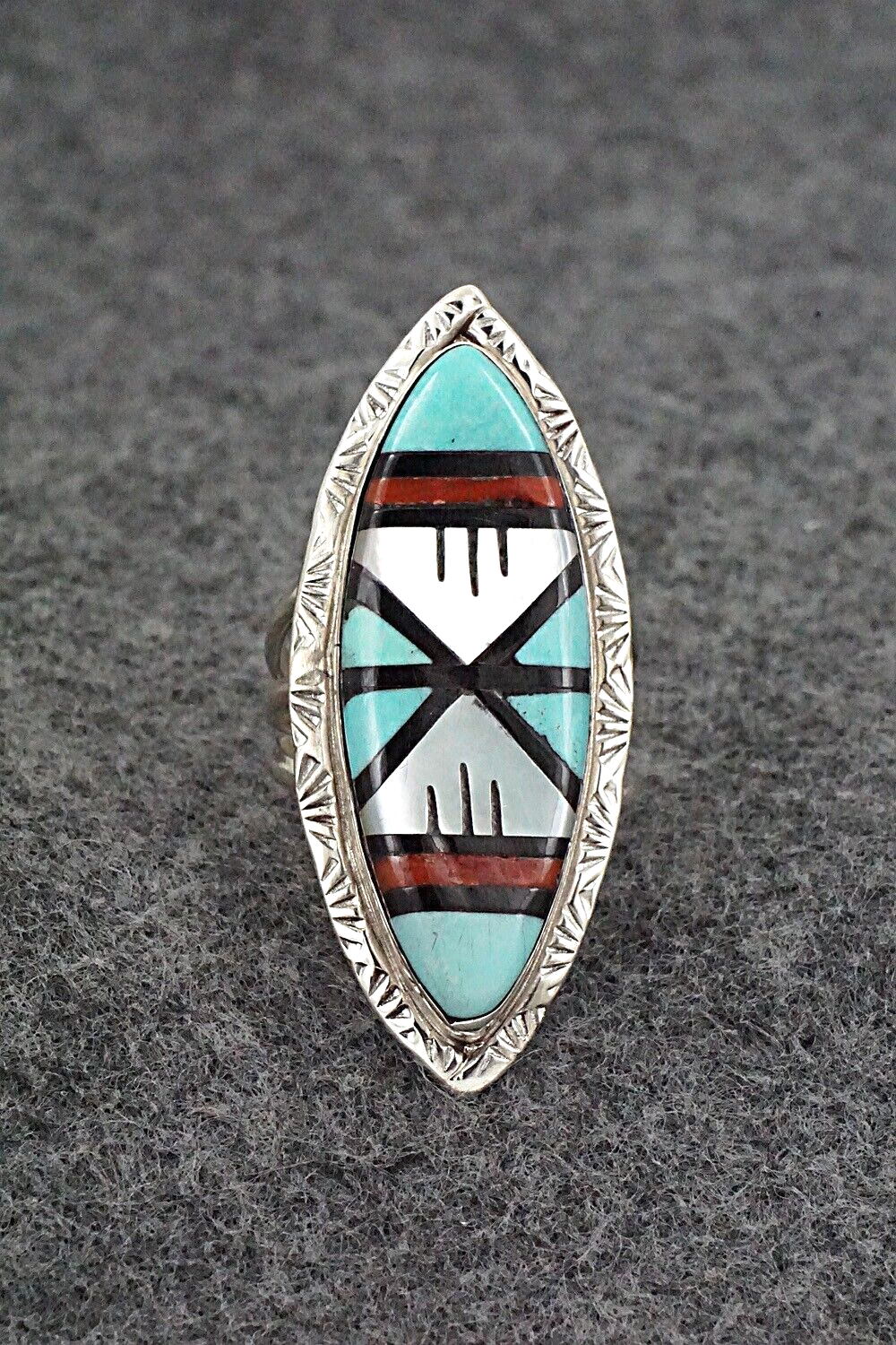Multi-Stone & Sterling Silver Ring - Gladys Lamy - Size 7