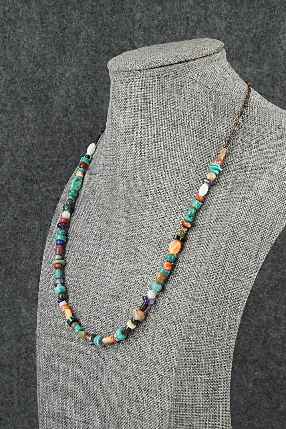 Multi-Stone & Sterling Silver Necklace 18" - Helen Tsosie