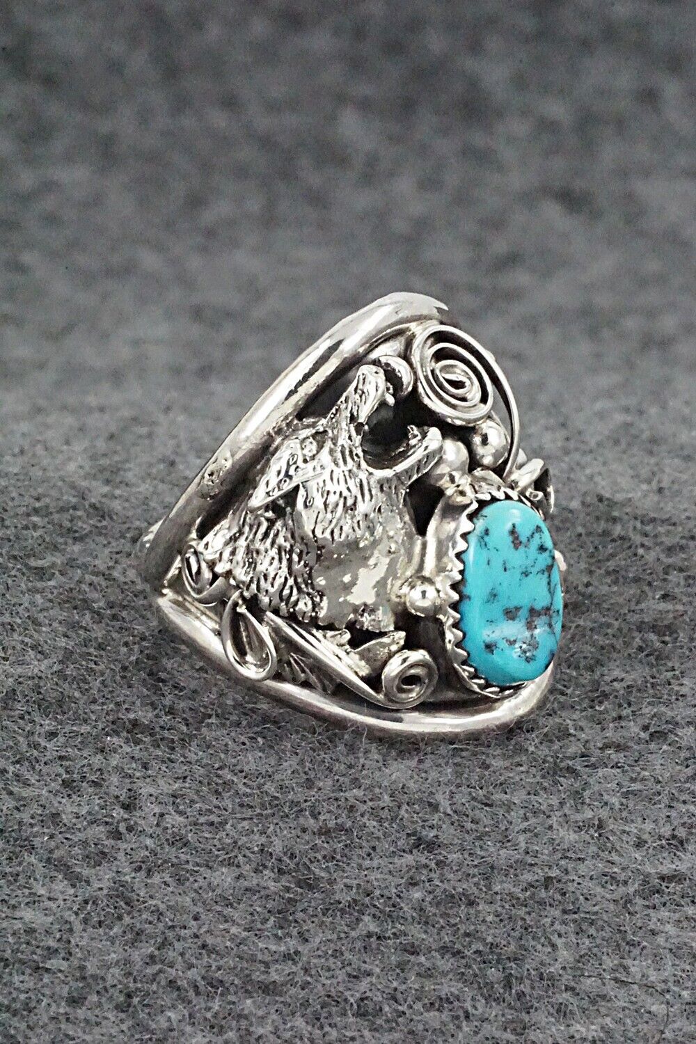 Turquoise & Sterling Silver Ring - Jeannette Saunders - Size 11.5